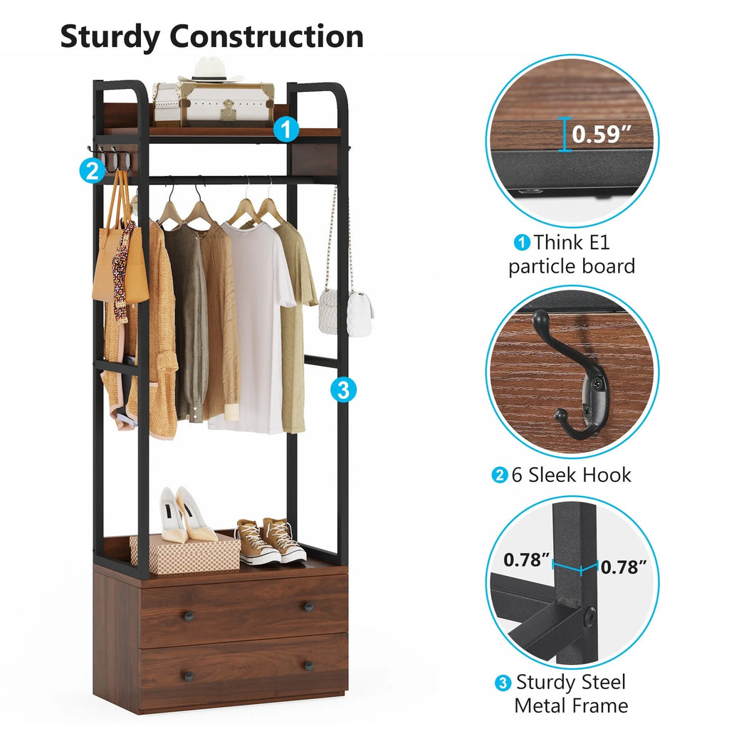 Freestanding Closet Organizer with Drawers and Shelves L24007