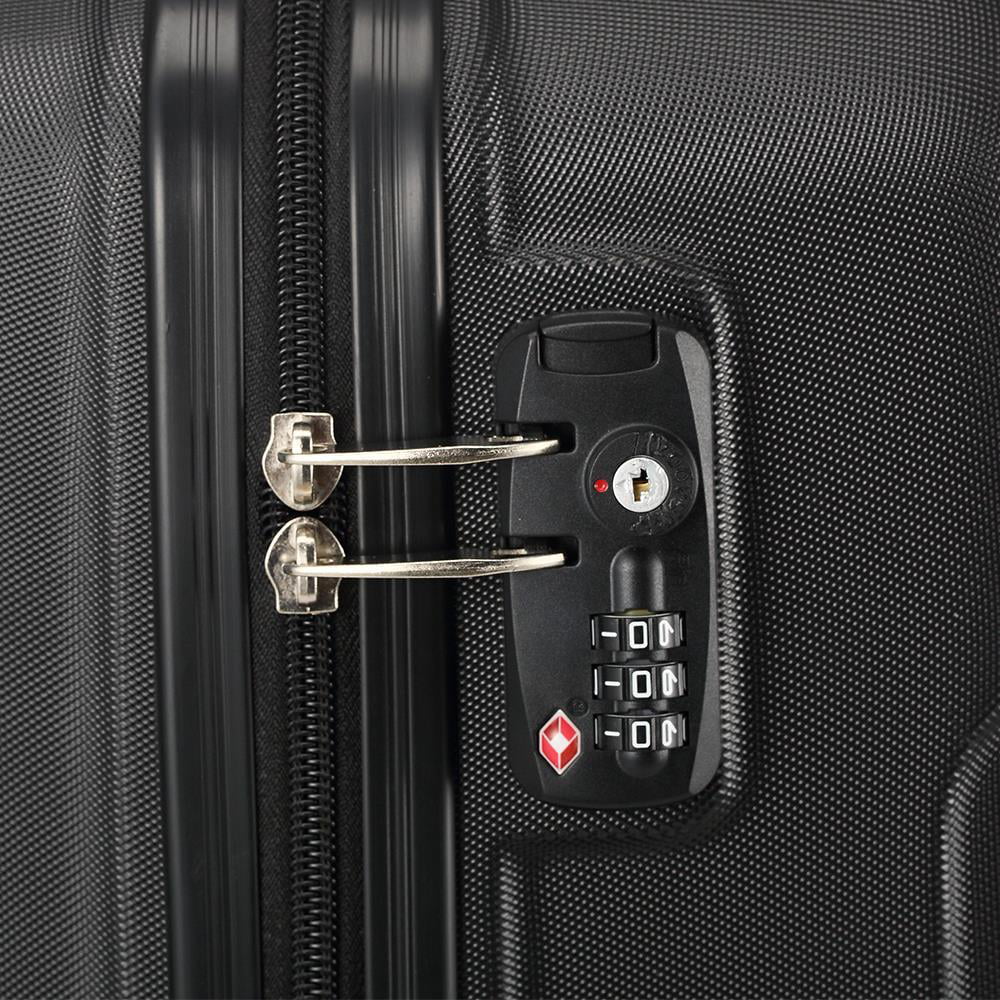 3 Piece Hardside Lightweight Spinner Luggage Set Black O554