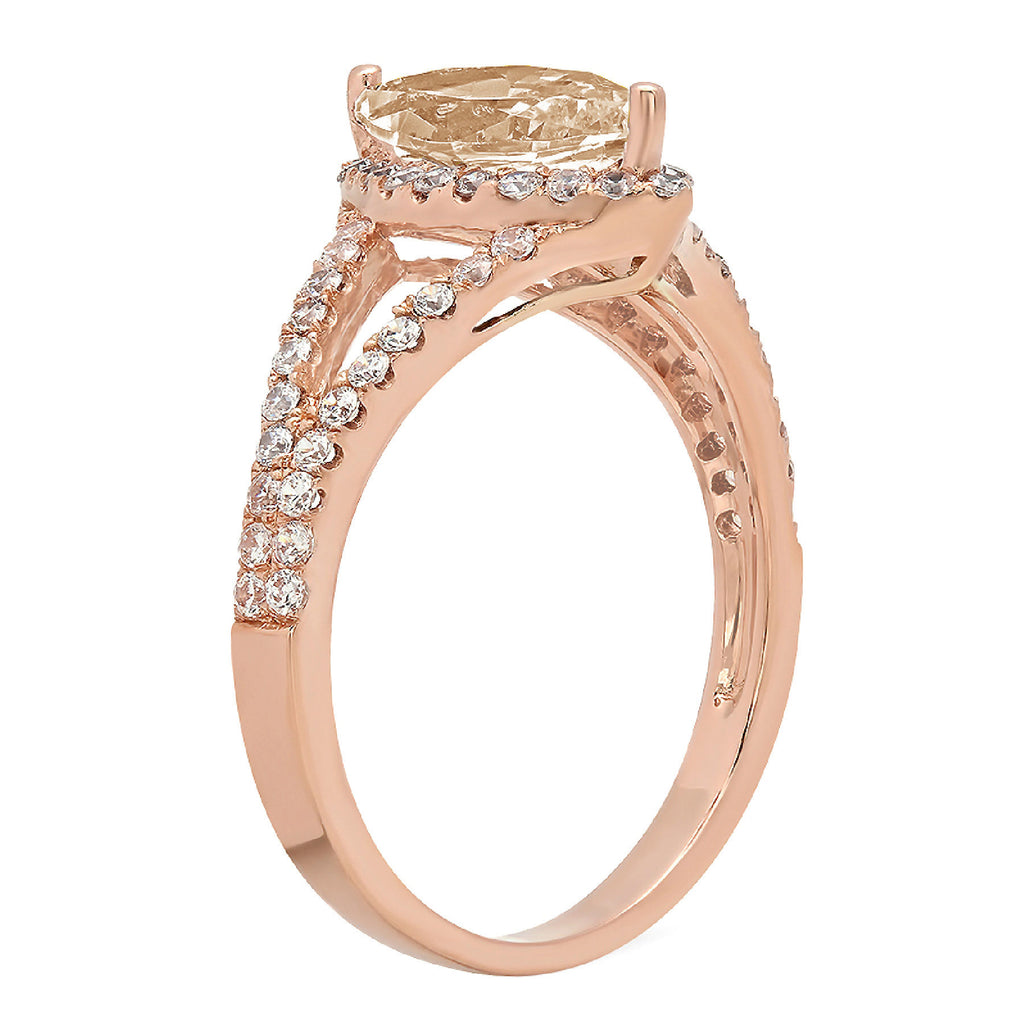 1.2ct Marquise Cut Champagne Simulated Diamond 14k Rose Gold Halo Ring Size 11 R540