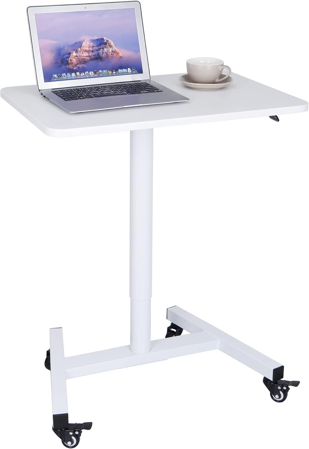 28 Inch Pneumatic Height Adjustable Rolling Standing Desk Cart Black E67603