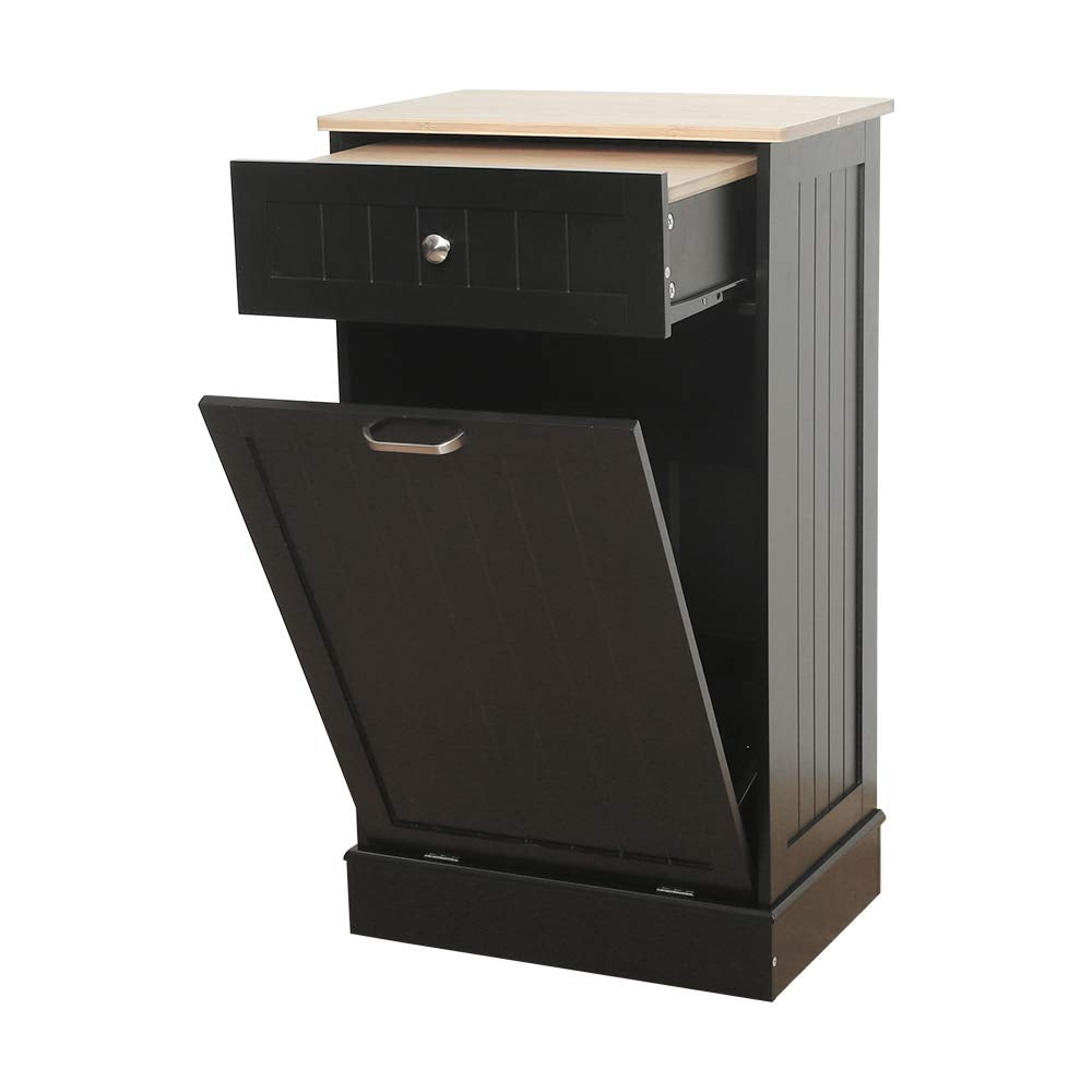White Tilt Out Trash Cabinet with Cutting Board F300