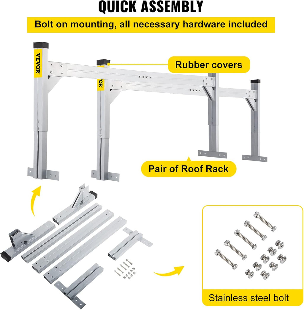 Silver Aluminum Adjustable Roof Ladder Rack with 330 LBS Capacity V577270
