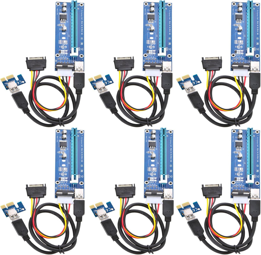 PCI Express 16x to 1x Powered Riser Adapter Card with USB 3.0 Extension Cable and SATA Power Cable 2 Pack K70547