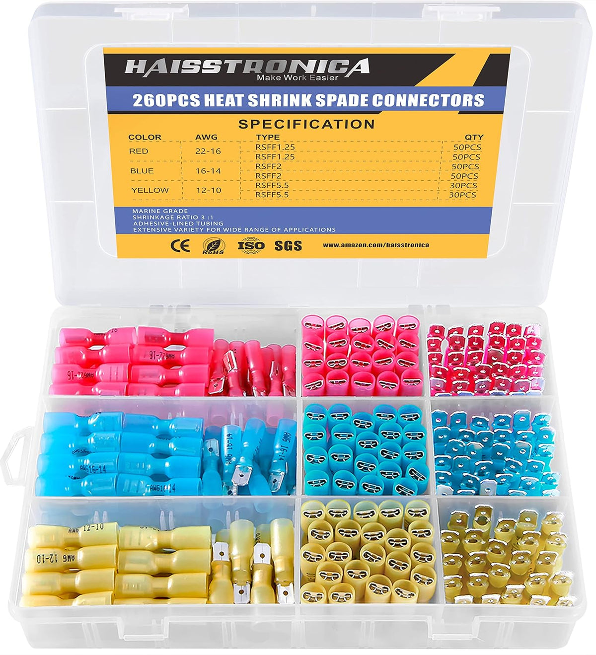 260PCS Heat Shrink Spade Connectors U4848