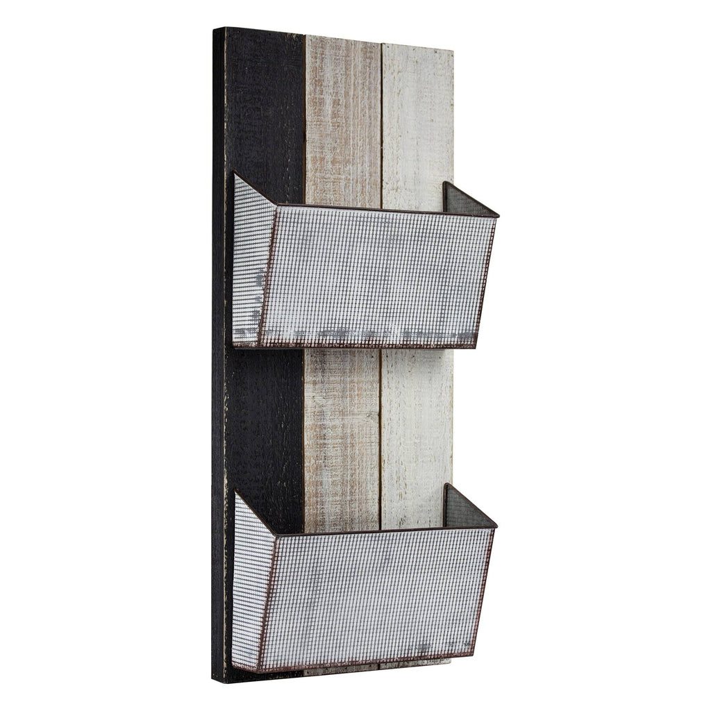 Wood and Metal Wall Hanging Magazine Rack U37570