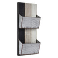 Wood and Metal Wall Hanging Magazine Rack U37570