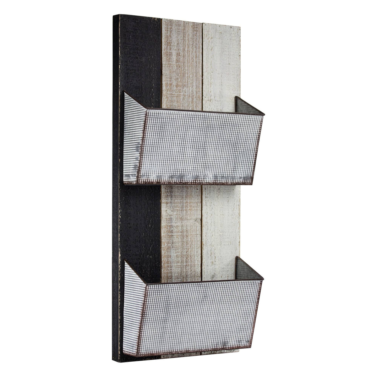 Wood and Metal Wall Hanging Magazine Rack U37570