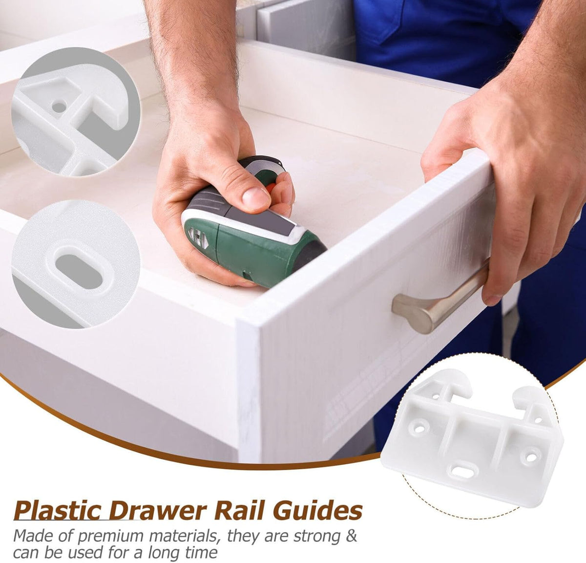 White Plastic Drawer Track Guide 10 Pc F5381
