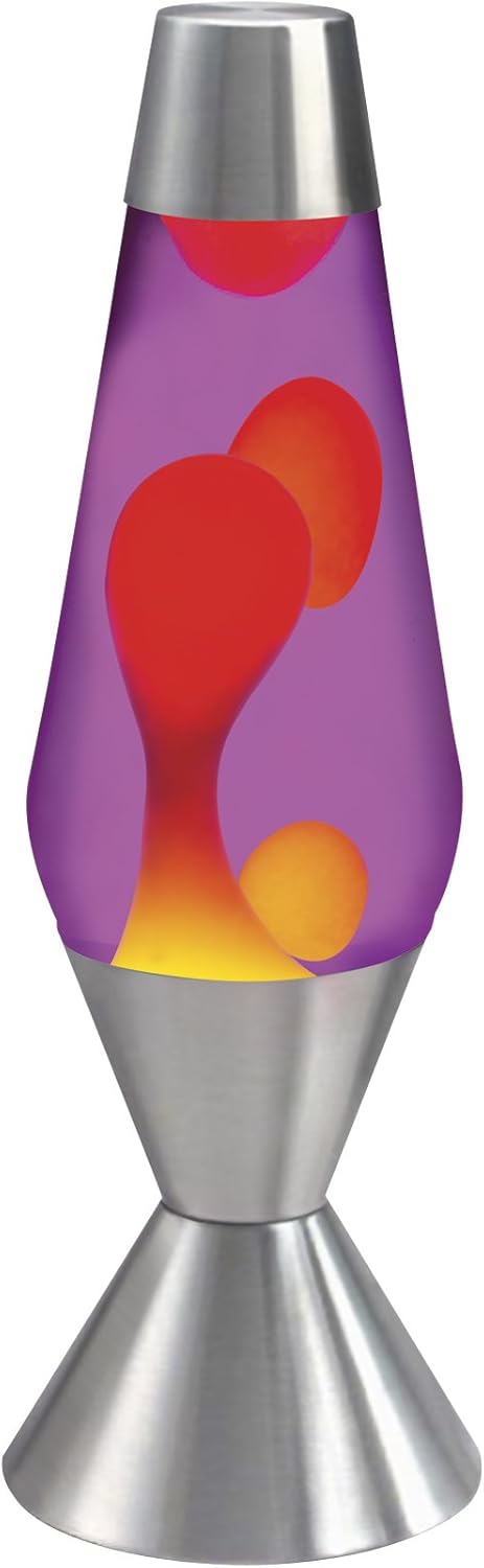 Silver Base Lamp with Yellow Wax in Purple Liquid G778162