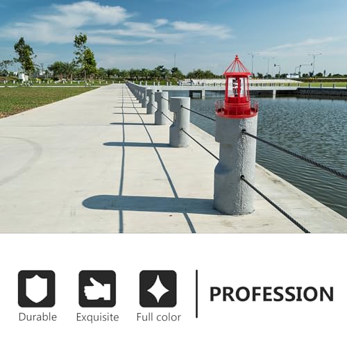 Red Solar Powered Rotating Lighthouse Lamp Y679