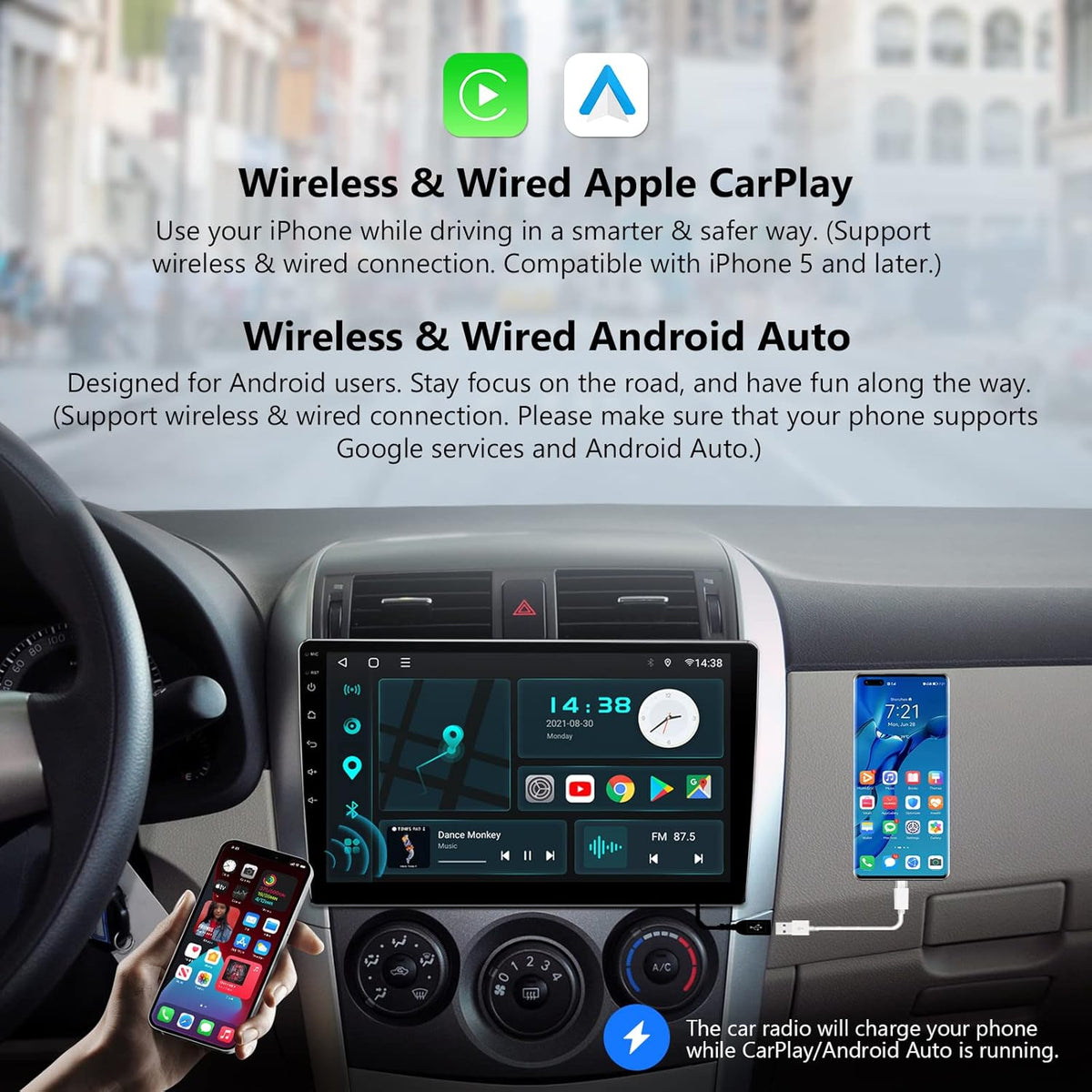 Android 10.0 Car Stereo, CarPlay & Android Auto, Double Din, 10.1 Inch E204316