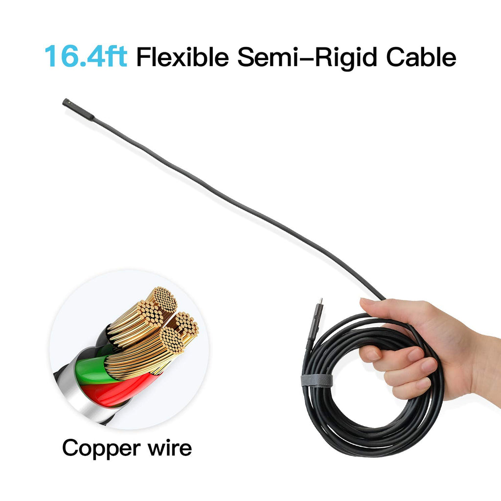 Dual Lens Borescope Inspection Camera with Light, HD 1080p Waterproof Endoscope, 16.4ft Flexible Cable B1346