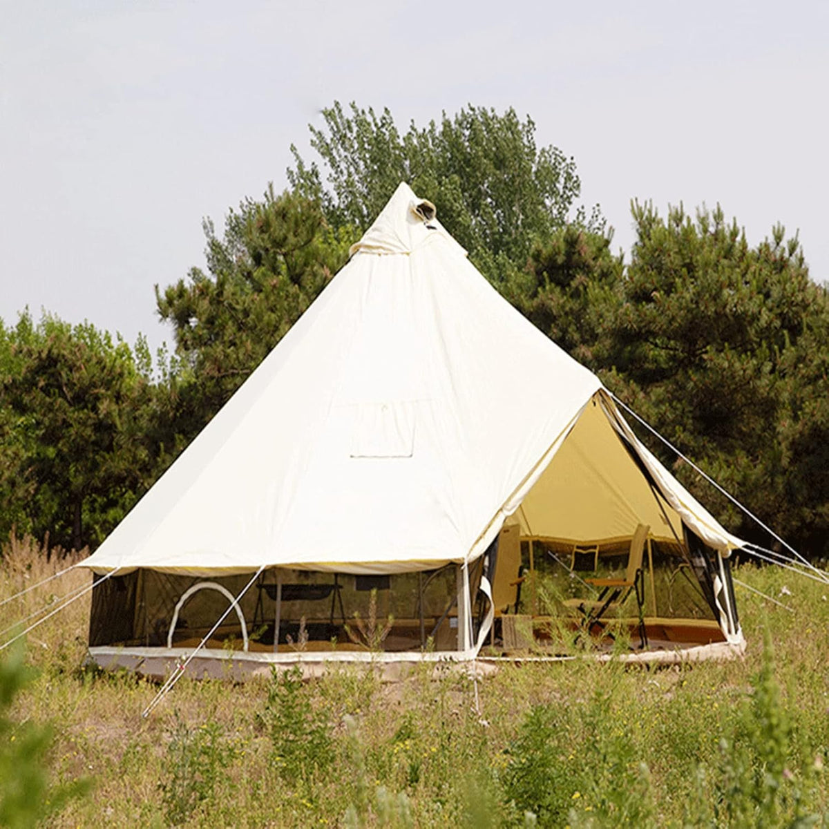 Canvas Bell Tent with Stove Jack, 4 Season Waterproof Tent L722328