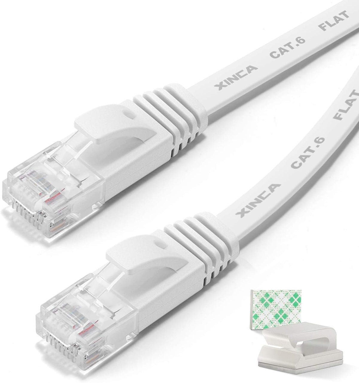 Cat6 Ethernet Cable 75 ft Black Flat Network LAN Cable with Cable Clips L8052