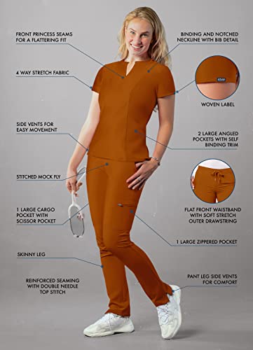 Notched V-Neck Scrub Top & Skinny Cargo Scrub Pants P60000