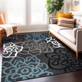 Gray Floral Abstract Area Rug 5' 3" X 7' 3" N4558