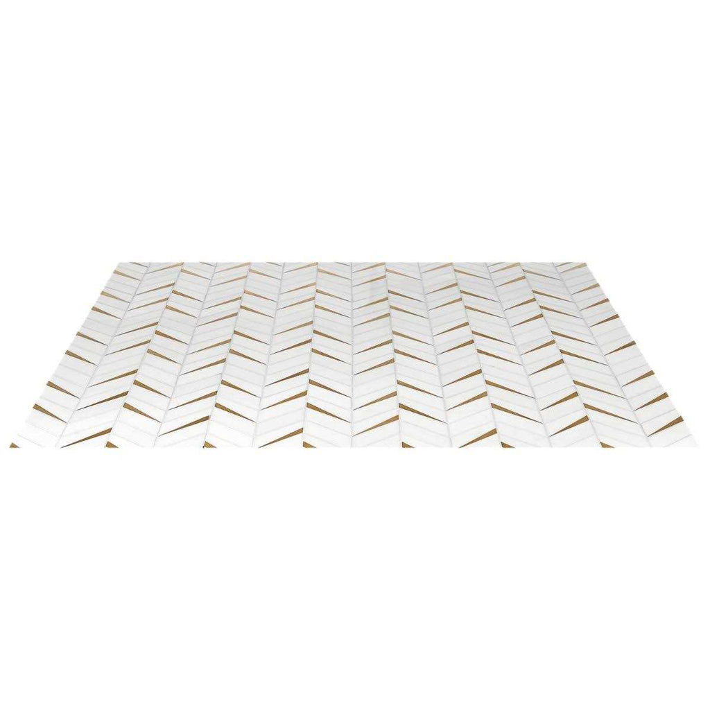 Polished Marble and Brass Wall Mosaic Tile T35784