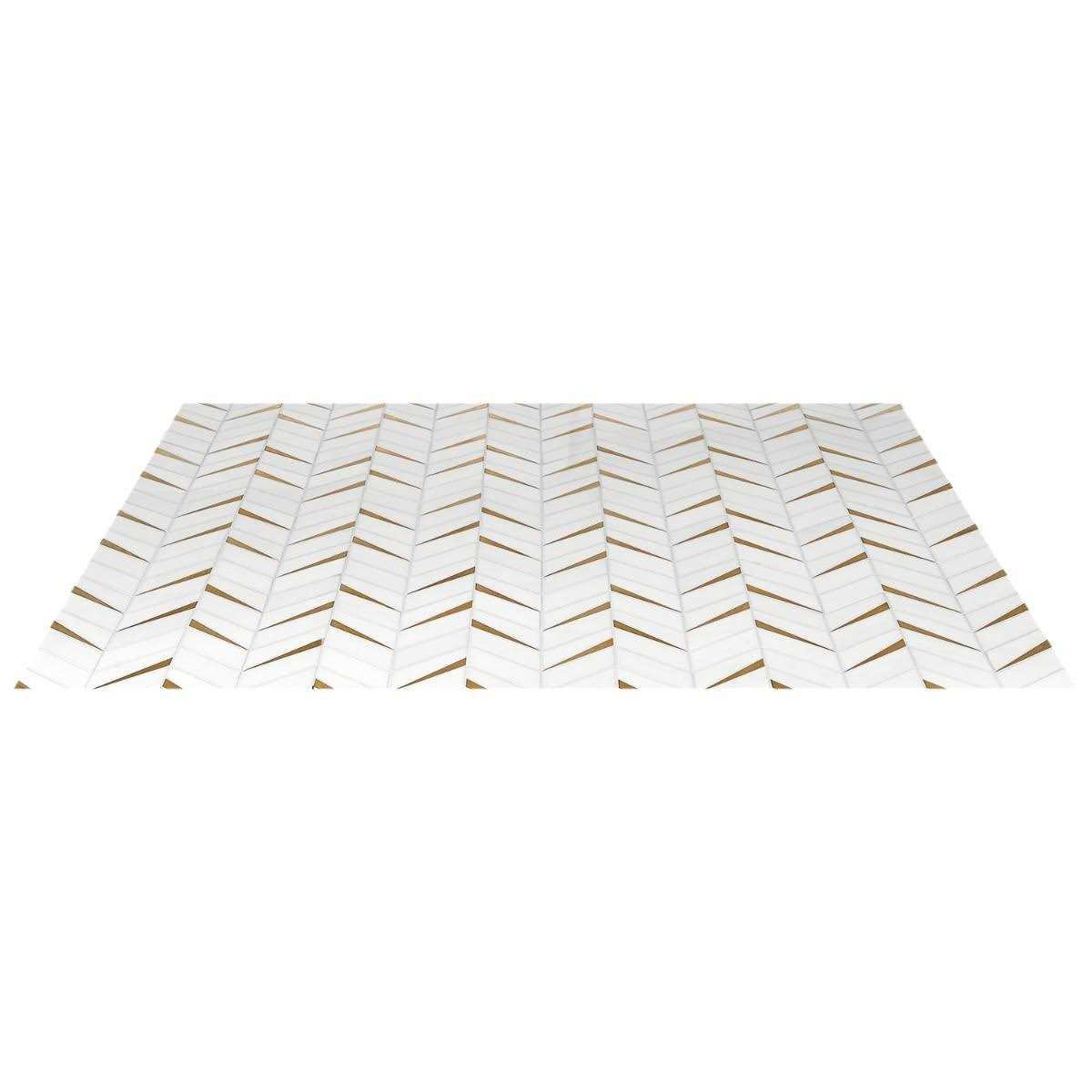 Polished Marble and Brass Wall Mosaic Tile T35784