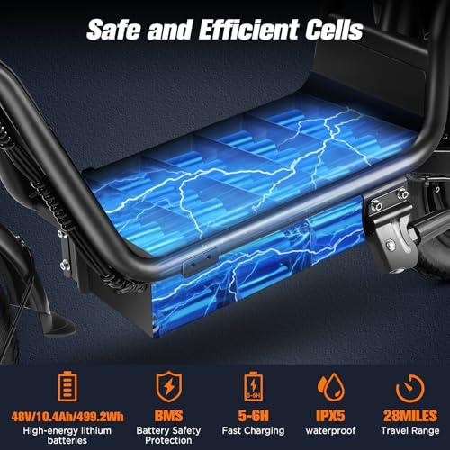 Electric Scooter with Seat, Foldable, 900W Peak Power, 20MPH, 28-Mile Range, Dual Disc Brakes, 330lbs Max Load B5234