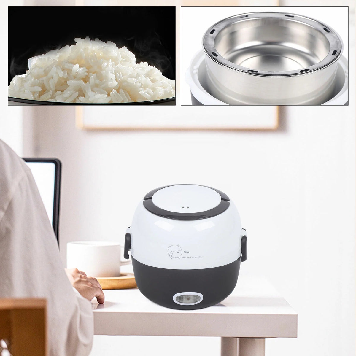 1.3L 2 Layers Electric Rice Cooker Stainless Steel B577