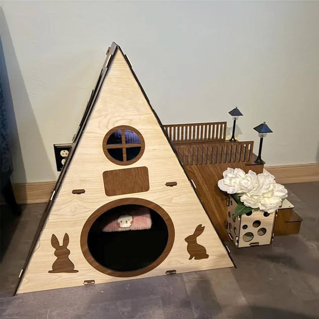 Large Wooden Rabbit Castle House Hutch G895392