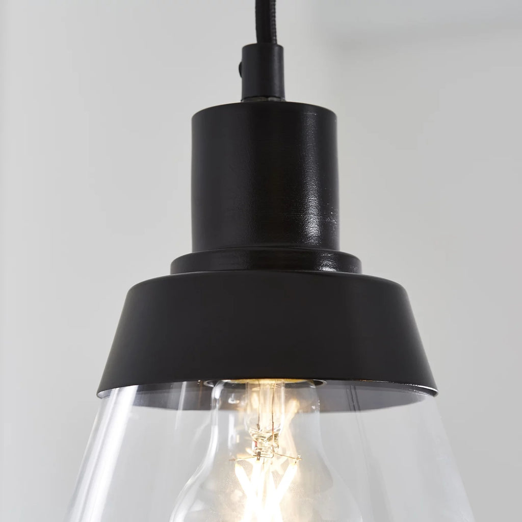 Black Finish Clear Glass 3-Light Island Pendant Light H70187