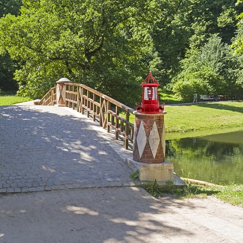 Red Solar Powered Rotating Lighthouse Lamp Y679