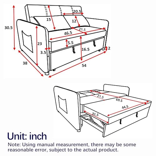 Grey Velvet Convertible Sofa Bed with Pull-out Bed G354
