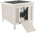 Gray Fir Wood Outdoor Cat House with Raised Floor U705