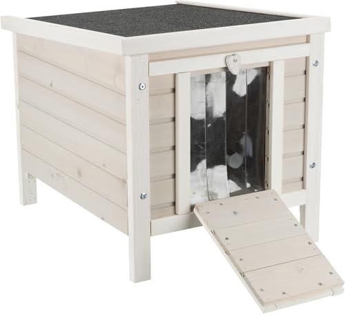 Gray Fir Wood Outdoor Cat House with Raised Floor U705