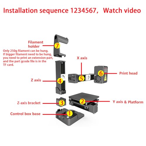Mini 3D Printer, FDM, Auto Leveling, 230℃ High Temp All Metal Hotend, 4 x 4 x 4in W540