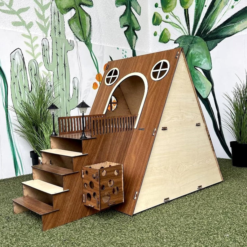 Large Wooden Rabbit Castle House Hutch G895392