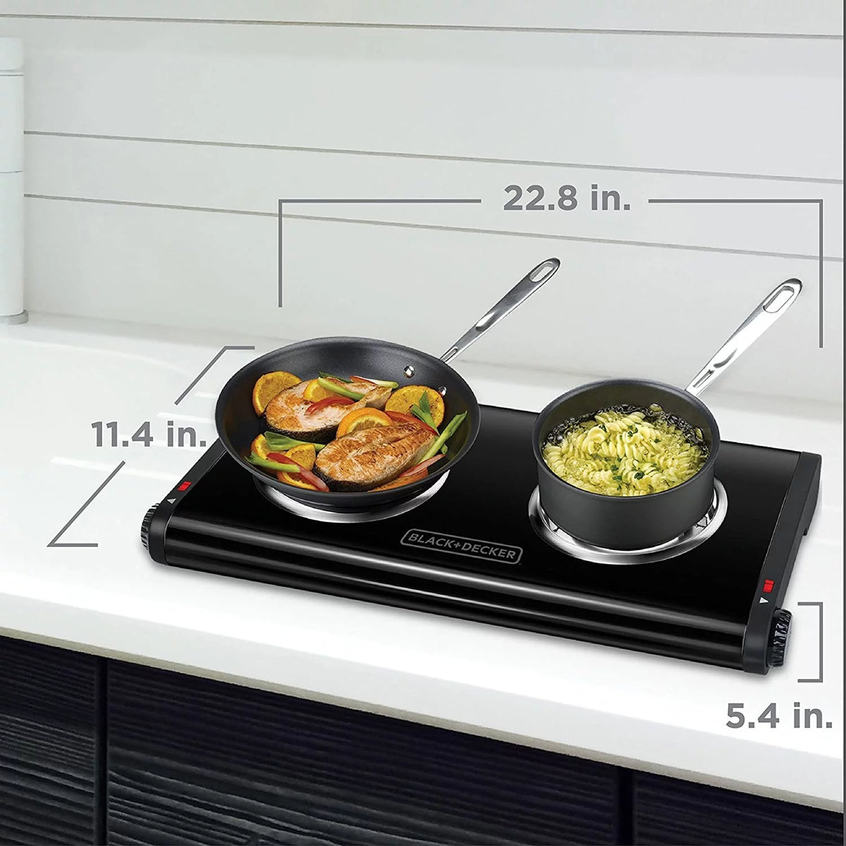 Black Double Burner Portable Buffet Range Z5428