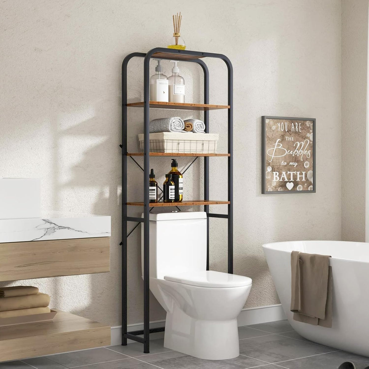 4-Tier Over The Toilet Storage Rack Brown J160137