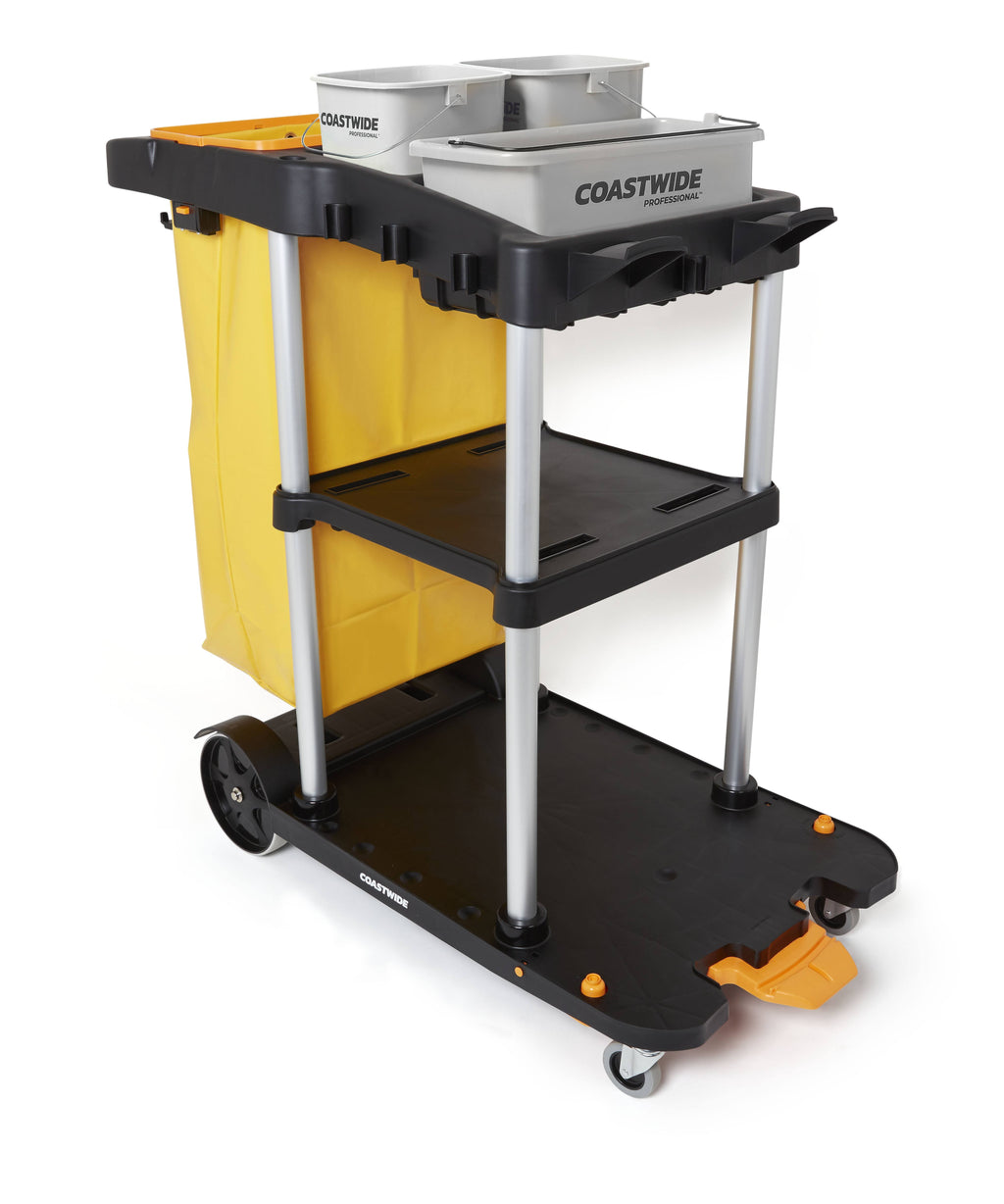 Black/Gray 3 Shelves Janitorial Cart Z727