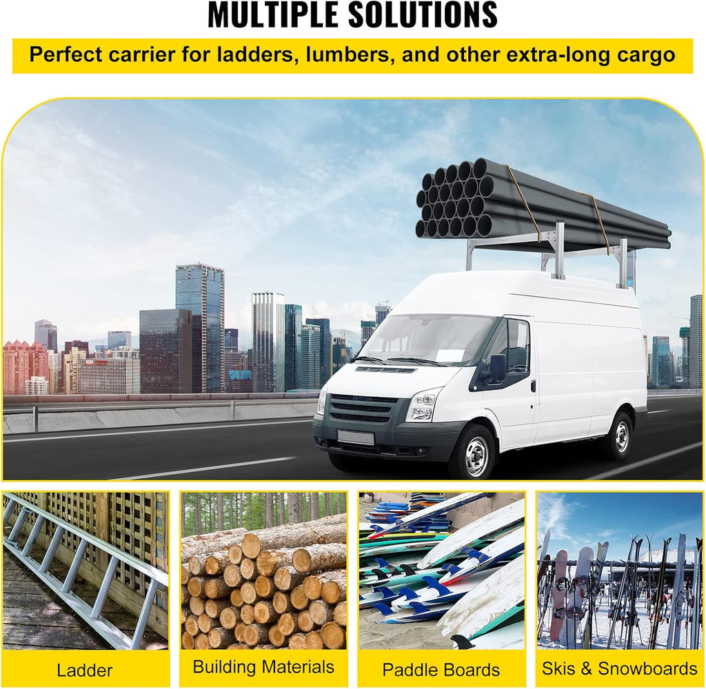 Silver Aluminum Adjustable Roof Ladder Rack with 330 LBS Capacity V577270
