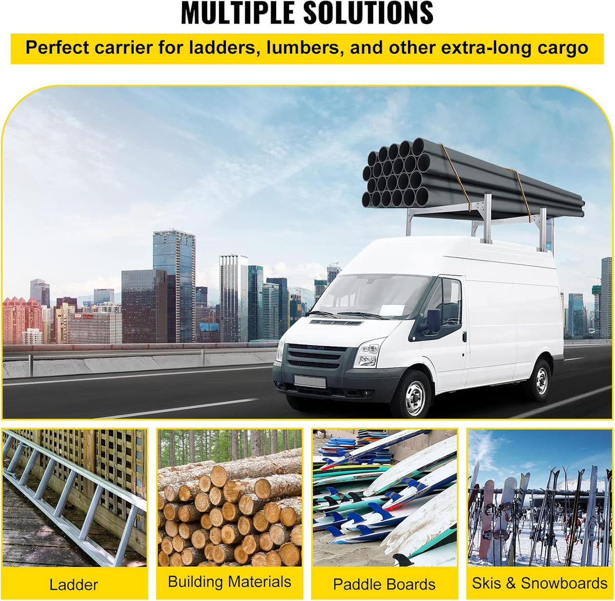 Silver Aluminum Adjustable Roof Ladder Rack with 330 LBS Capacity V577270
