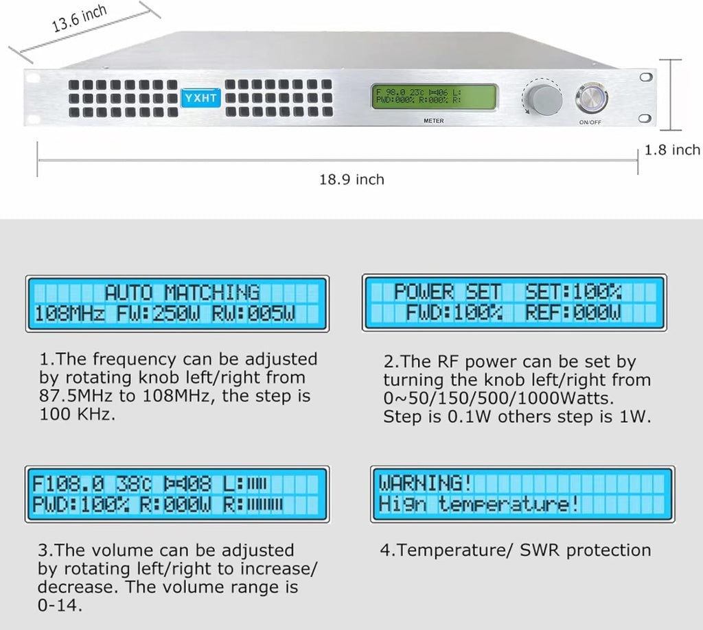 150W Long Range FM Broadcast Transmitter with Antenna Cable Z8271