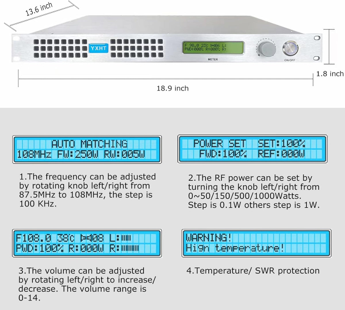 150W Long Range FM Broadcast Transmitter with Antenna Cable Z8271
