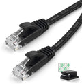 Cat6 Ethernet Cable 75 ft Black Flat Network LAN Cable with Cable Clips L8052