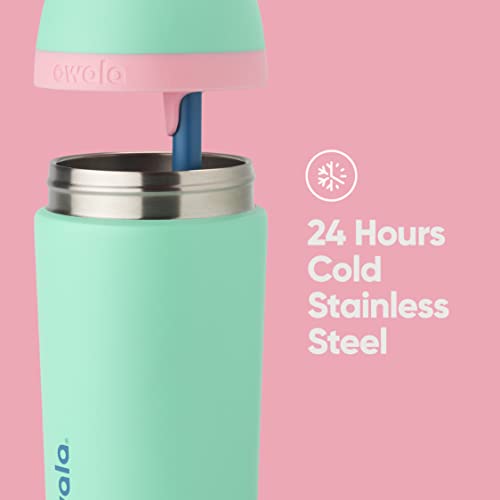14 Oz Stainless Steel Water Bottle with Straw I23435