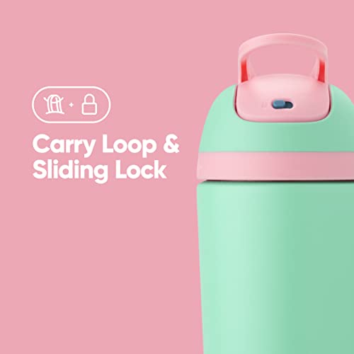 14 Oz Stainless Steel Water Bottle with Straw I23435