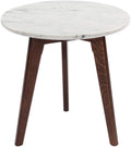 Round Modern Italian Carrara White Marble End Table with Walnut Legs W6802