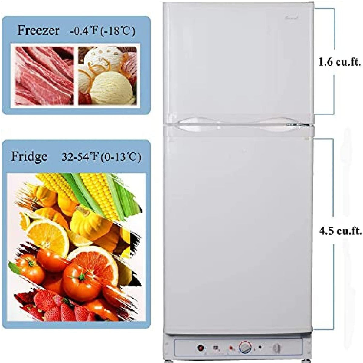 Propane Refrigerator with Freezer 6.1 cu.ft White J8520