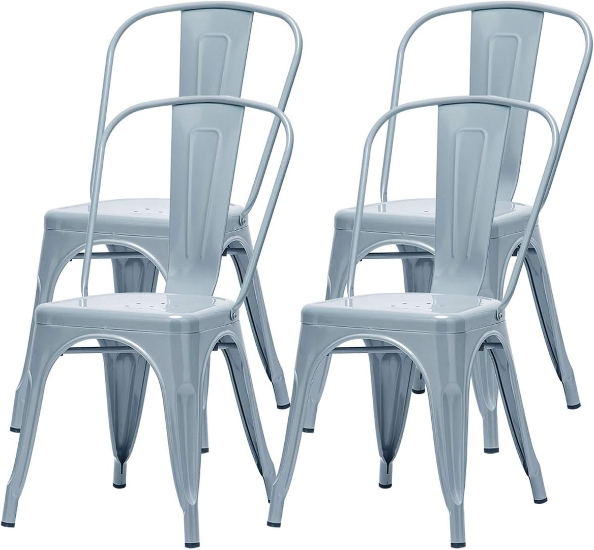 Black Metal Stackable Dining Chairs Set of 4 F65771