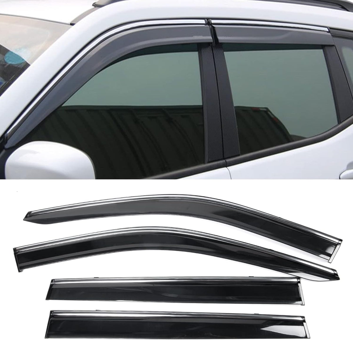 Window Visor with Chrome Trim 4PC F203562