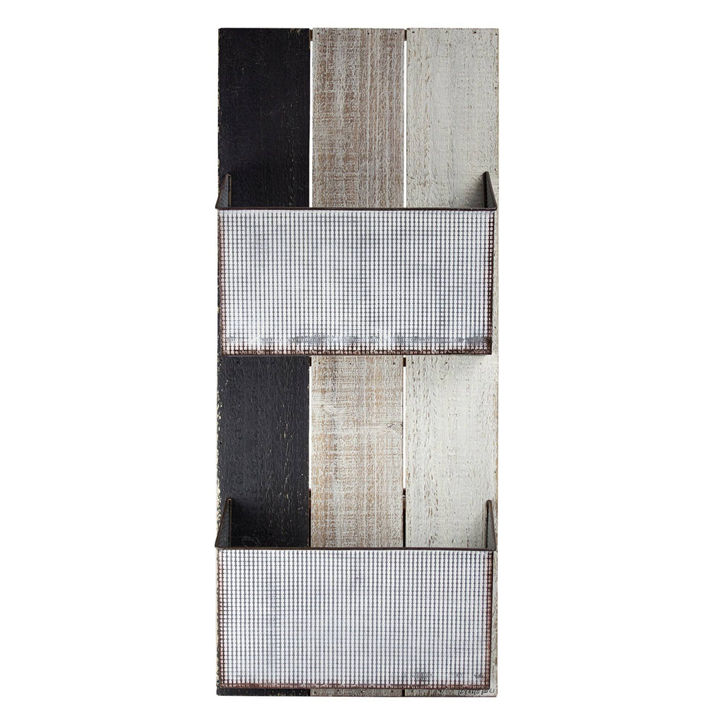 Wood and Metal Wall Hanging Magazine Rack U37570