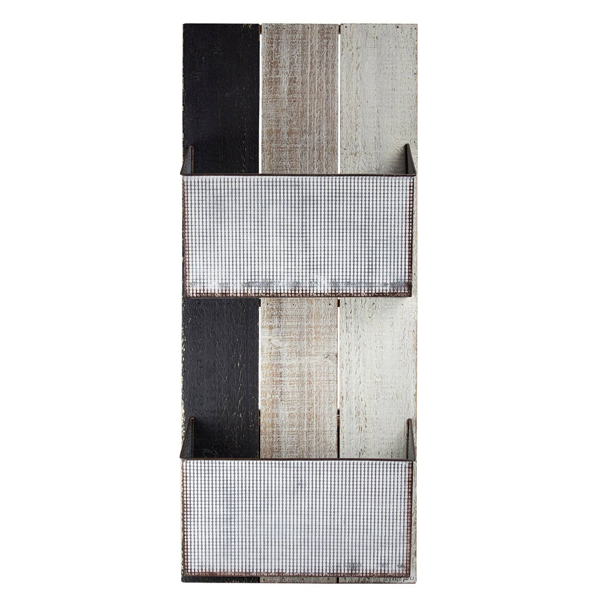 Wood and Metal Wall Hanging Magazine Rack U37570