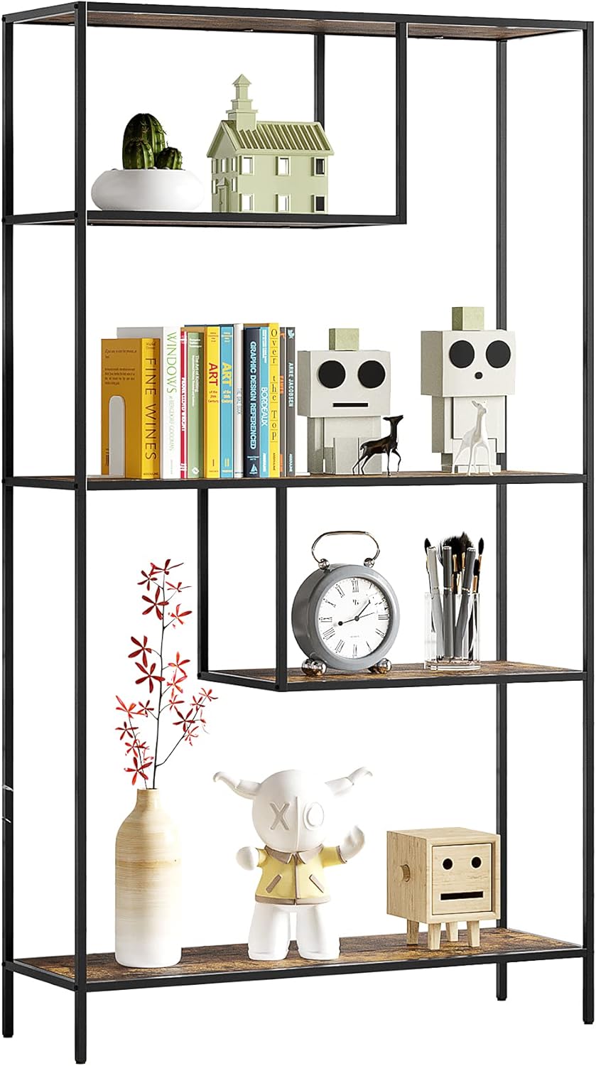 Brown 3-Tier Metal Bookshelf Storage Organizer P2496