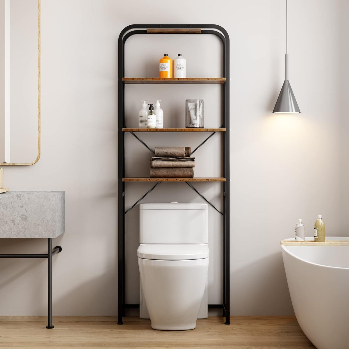 4-Tier Over The Toilet Storage Rack Brown J160137